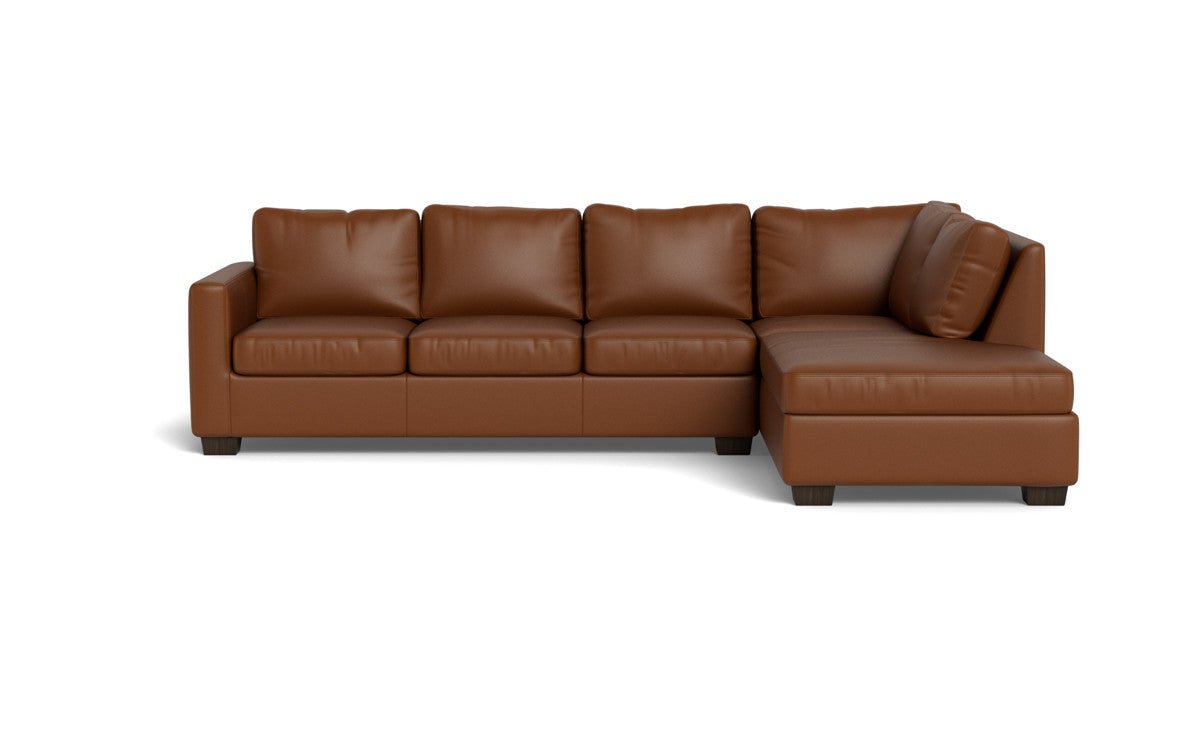 Track 121" Leather Right Chaise Sectional - Tribeca Chestnut