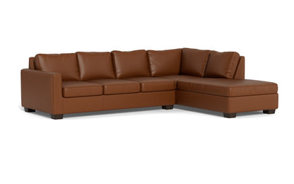 Track 121" Leather Right Chaise Sectional - Tribeca Chestnut