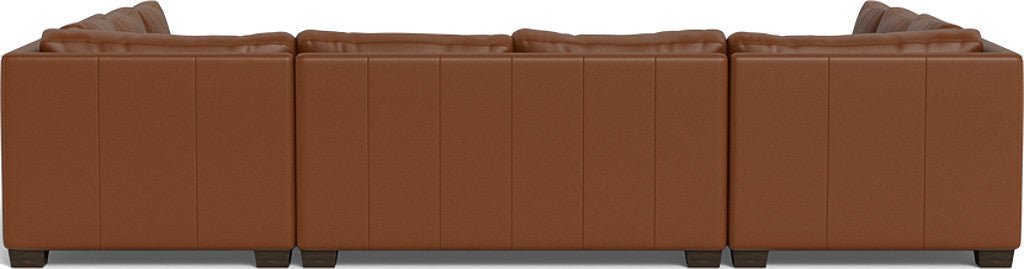 Track 141" Leather Corner Sofa Sleeper U Sectional - Tribeca Chestnut