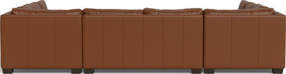 Track 141" Leather Corner Sofa Sleeper U Sectional - Tribeca Chestnut