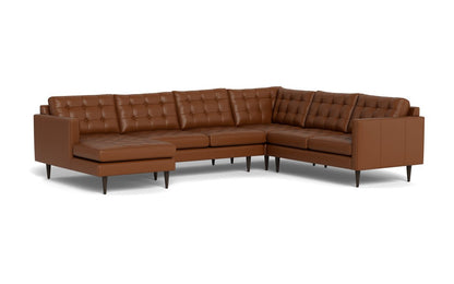Wallace 130" Leather Corner Sectionals w. Left Chaise - Tribeca Chestnut