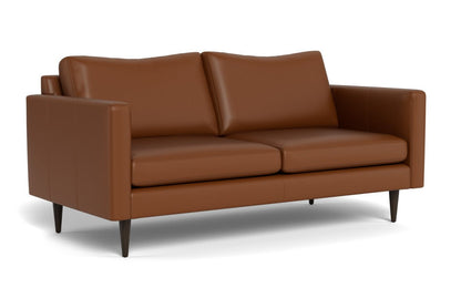 Wallace 74" Leather Untufted Apartment Sofa - Tribeca Chestnut
