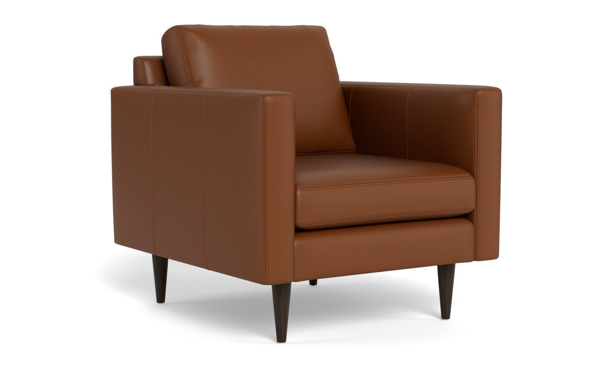 Wallace 34" Leather Untufted Arm Chair - Tribeca Chestnut