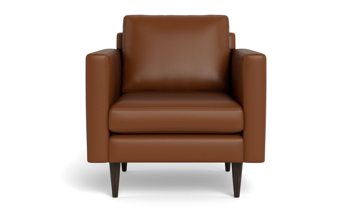 Wallace 34" Leather Untufted Arm Chair - Tribeca Chestnut