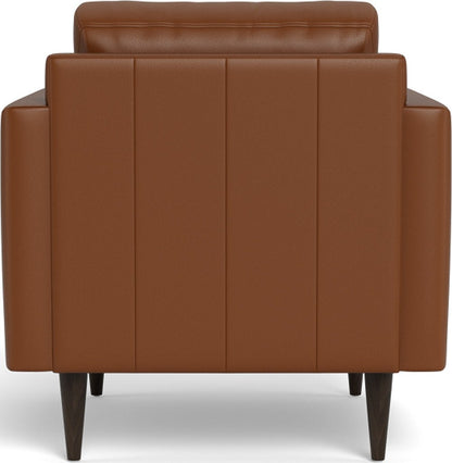 Wallace 34" Leather Untufted Arm Chair - Tribeca Chestnut