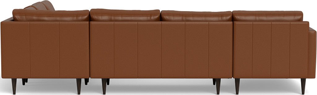 Wallace 130" Leather Untufted Corner Sectionals w. Left Chaise - Tribeca Chestnut