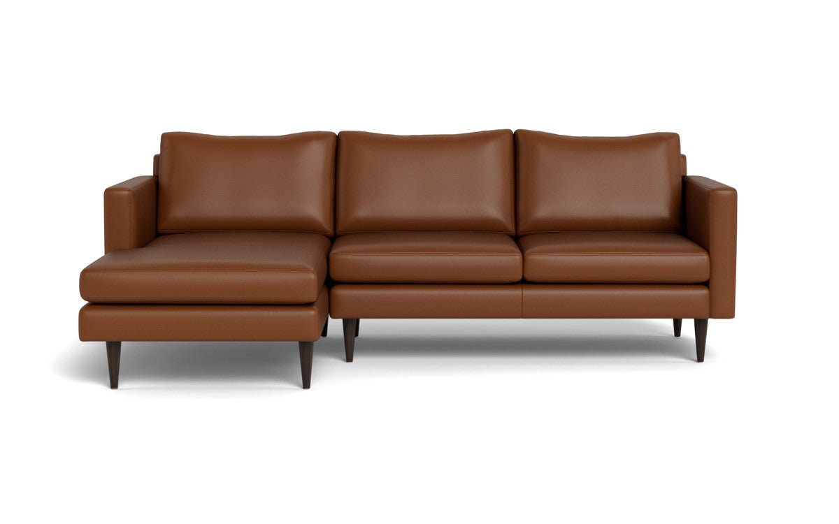 Wallace 98" Leather Untufted Left Chaise Sectional - Tribeca Chestnut