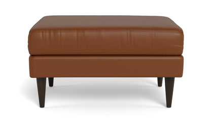 Wallace Leather Untufted Ottoman - Tribeca Chestnut