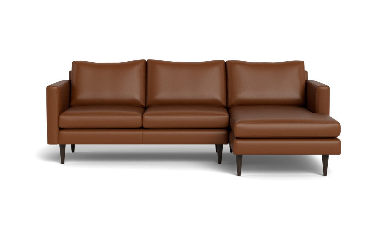 Wallace 98" Leather Untufted Right Chaise Sectional - Tribeca Chestnut