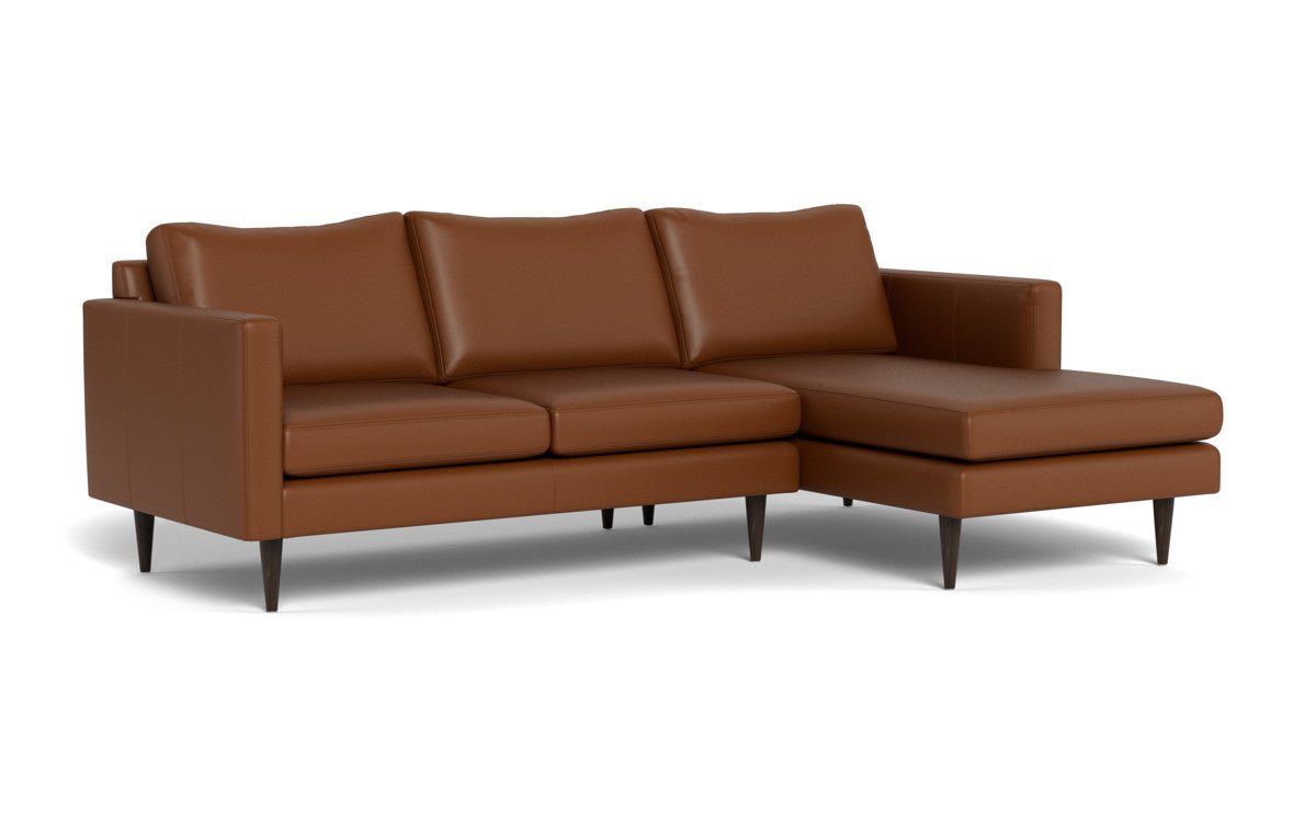 Wallace 98" Leather Untufted Right Chaise Sectional - Tribeca Chestnut