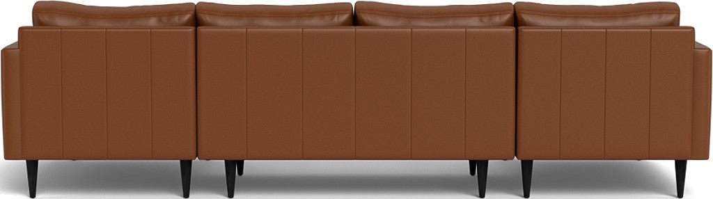 Wallace 126" Leather Untufted Double Chaise U Sectional - Tribeca Chestnut