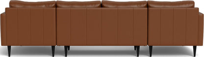 Wallace 126" Leather Untufted Double Chaise U Sectional - Tribeca Chestnut