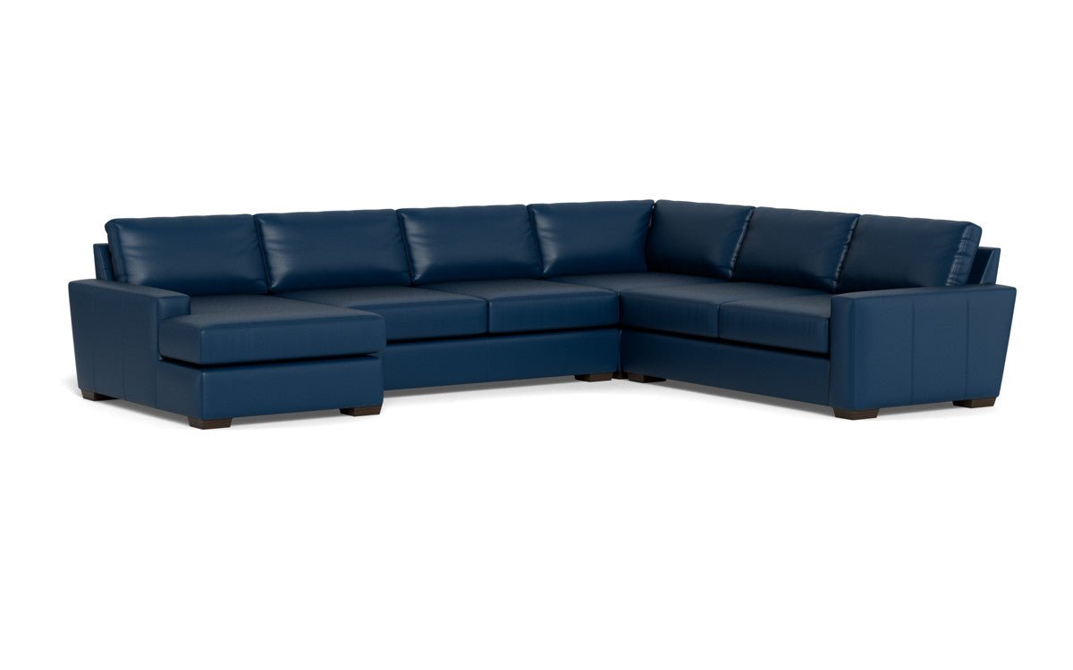 Mas Mesa 162" Deep Leather Corner Sectionals w. Left Chaise - Tribeca Cobalt