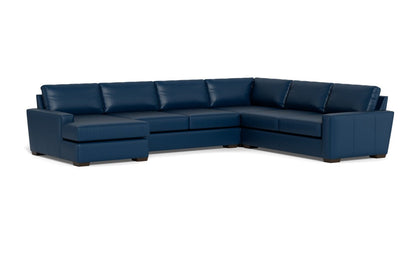 Mas Mesa 162" Deep Leather Corner Sectionals w. Left Chaise - Tribeca Cobalt