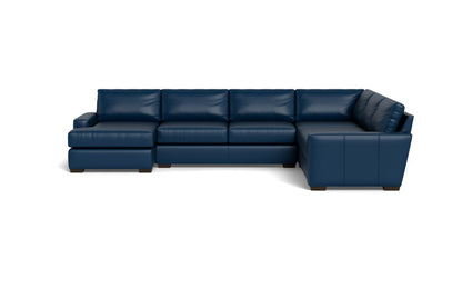 Mas Mesa 162" Deep Leather Corner Sectionals w. Left Chaise - Tribeca Cobalt