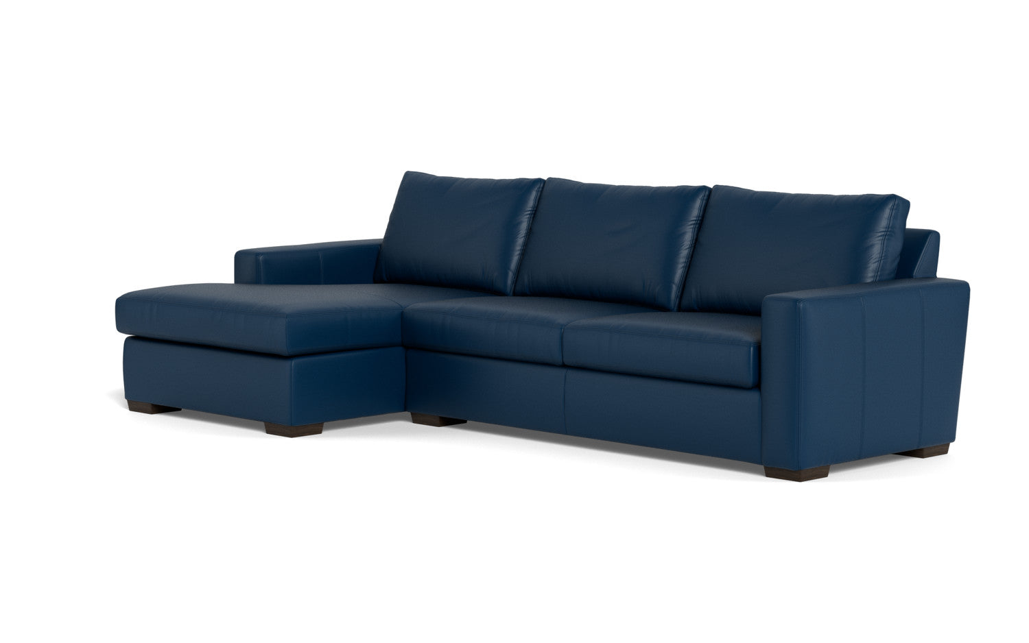 Mesa 123" Leather Left Chaise Sectional - Tribeca Cobalt