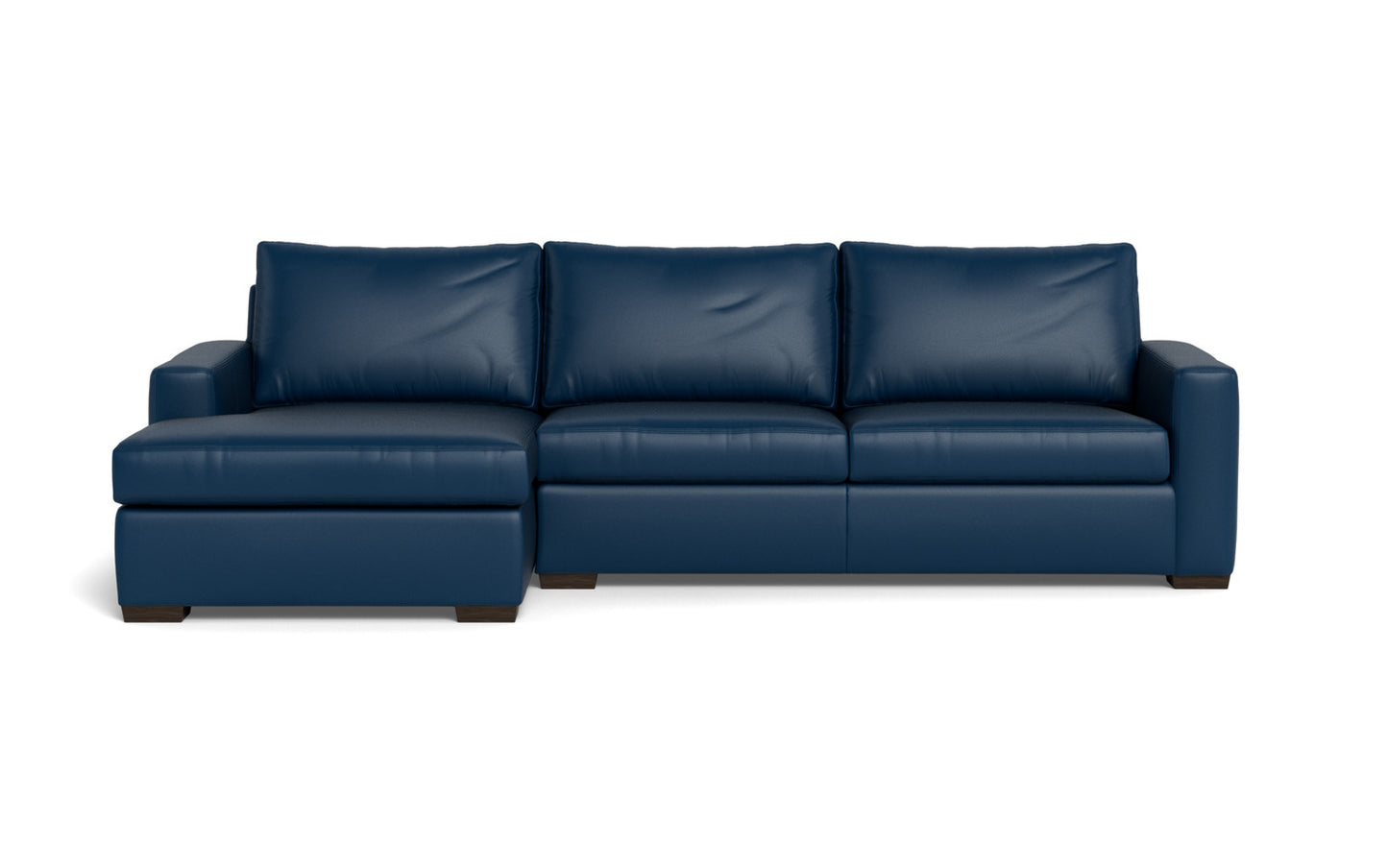Mesa 123" Leather Left Chaise Sectional - Tribeca Cobalt