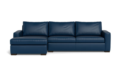 Mesa 123" Leather Left Chaise Sectional - Tribeca Cobalt