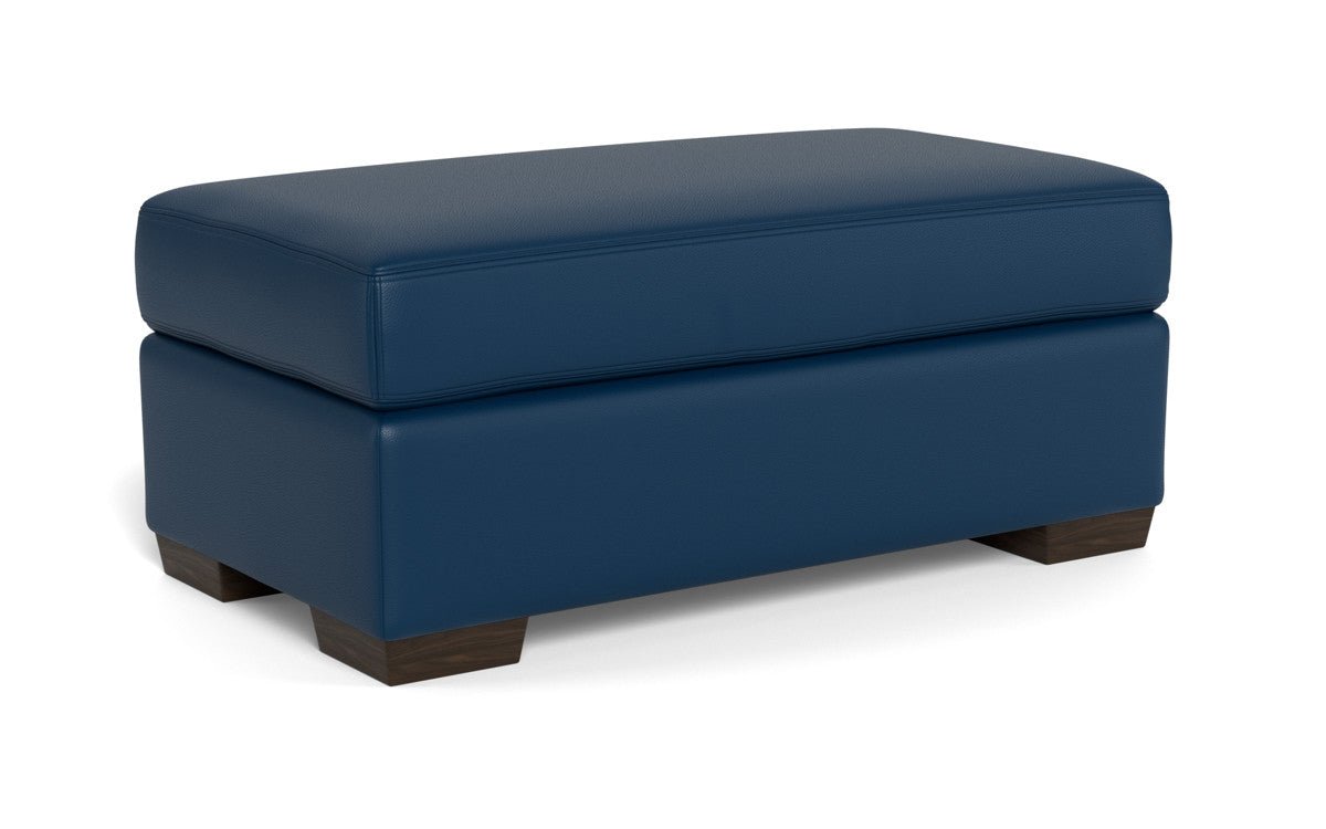 Mas Mesa Leather Ottoman - Tribeca Chestnut