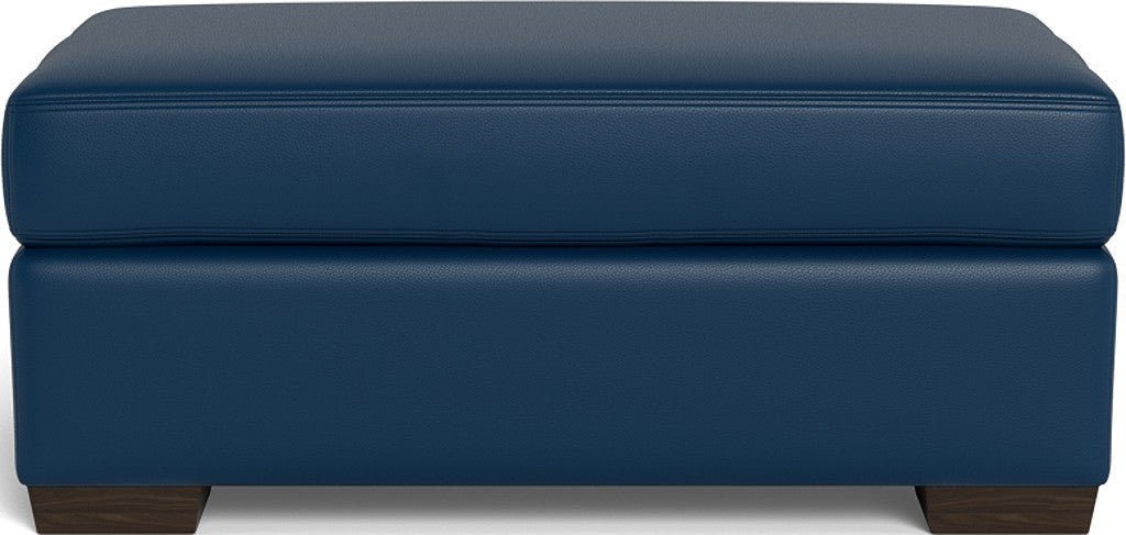Mas Mesa Leather Ottoman - Tribeca Cobalt