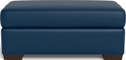 Mas Mesa Leather Ottoman - Tribeca Cobalt