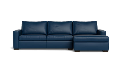 Mesa 123" Leather Right Chaise Sectional - Tribeca Cobalt