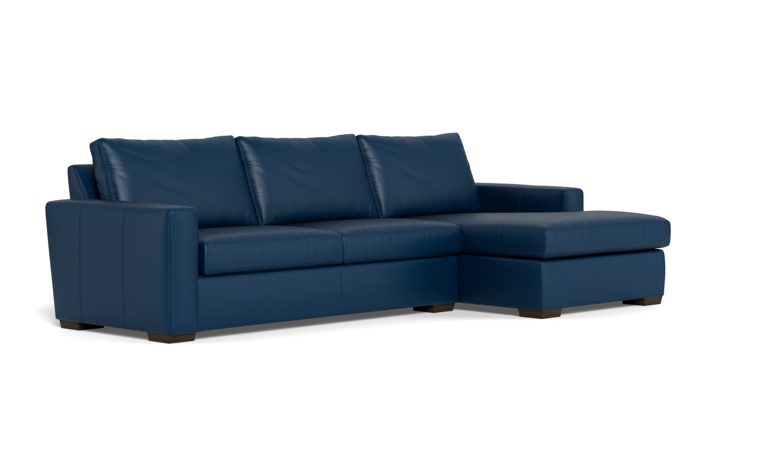 Mesa 123" Leather Right Chaise Sectional - Tribeca Cobalt