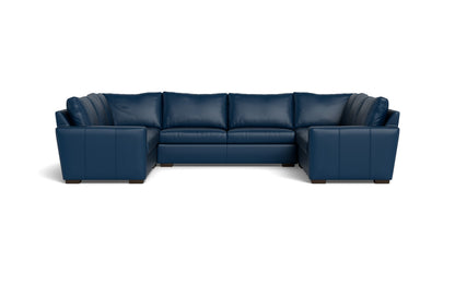 Mas Mesa 166" Deep Leather Condo U Sectional - Tribeca Cobalt