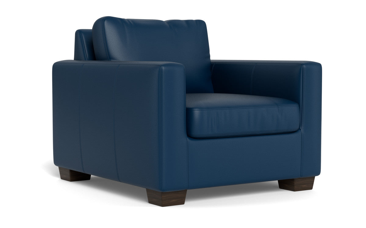 Track 36" Leather Arm Chair - Tribeca Cobalt