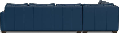 Track 121" Leather Left Corner Sectional With Raf Sleeper Sectional - Tribeca Cobalt