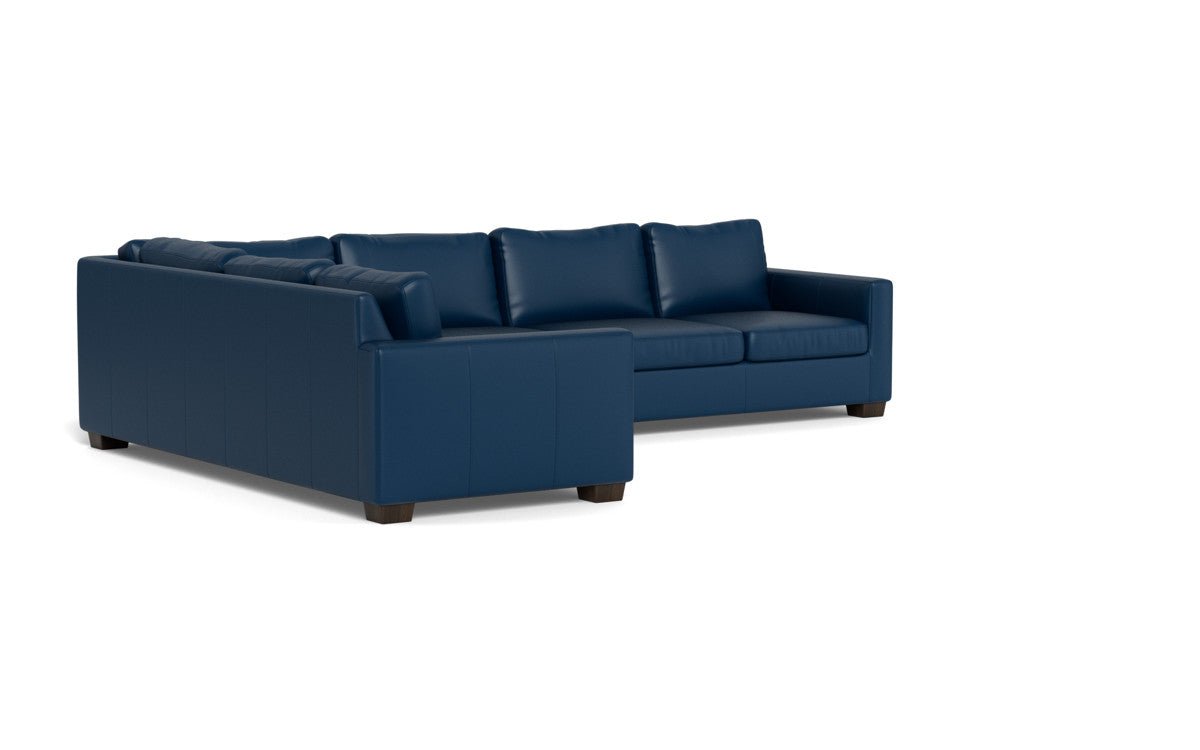 Track 121" Leather Left Corner Sectional With Raf Sleeper Sectional - Tribeca Cobalt