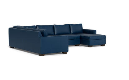 Track 141" Leather Corner Sectionals W. Full Sleeper & Right Chaise - Tribeca Cobalt