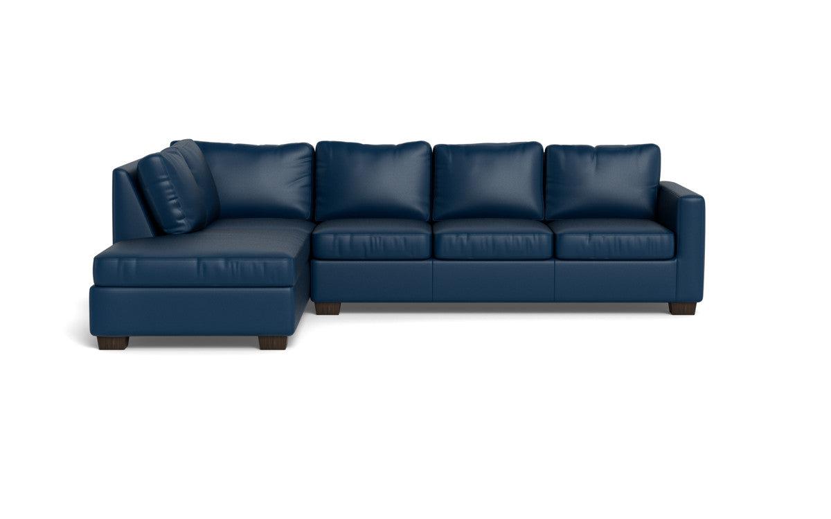 Track 121" Leather Left Chaise Sleeper Sectional - Tribeca Cobalt