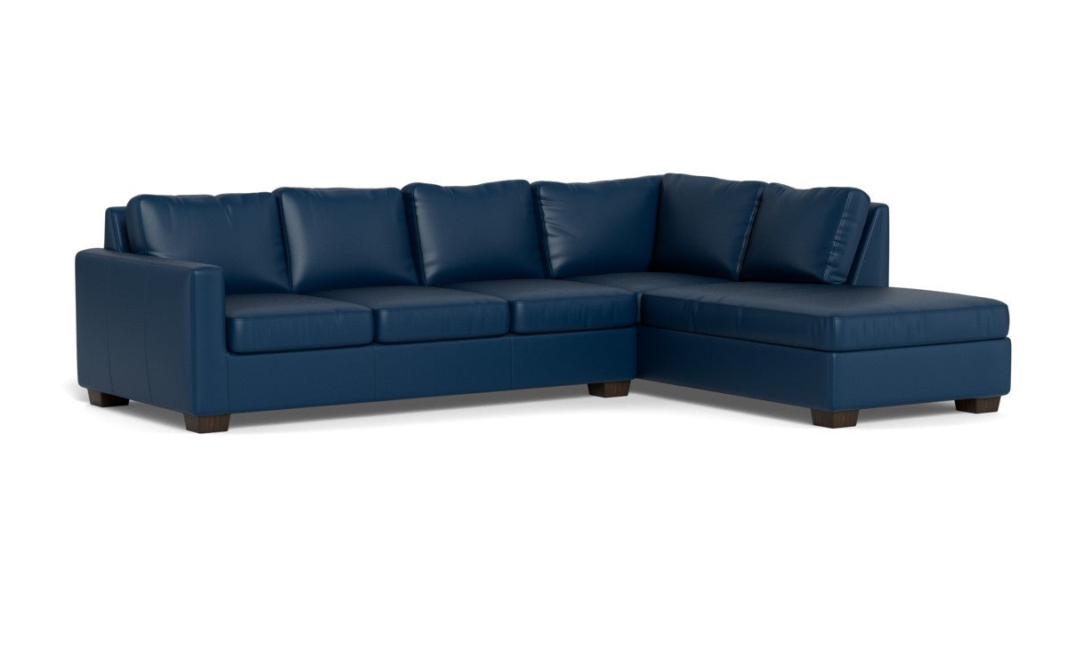 Track 121" Leather Right Chaise Sleeper Sectional - Tribeca Cobalt