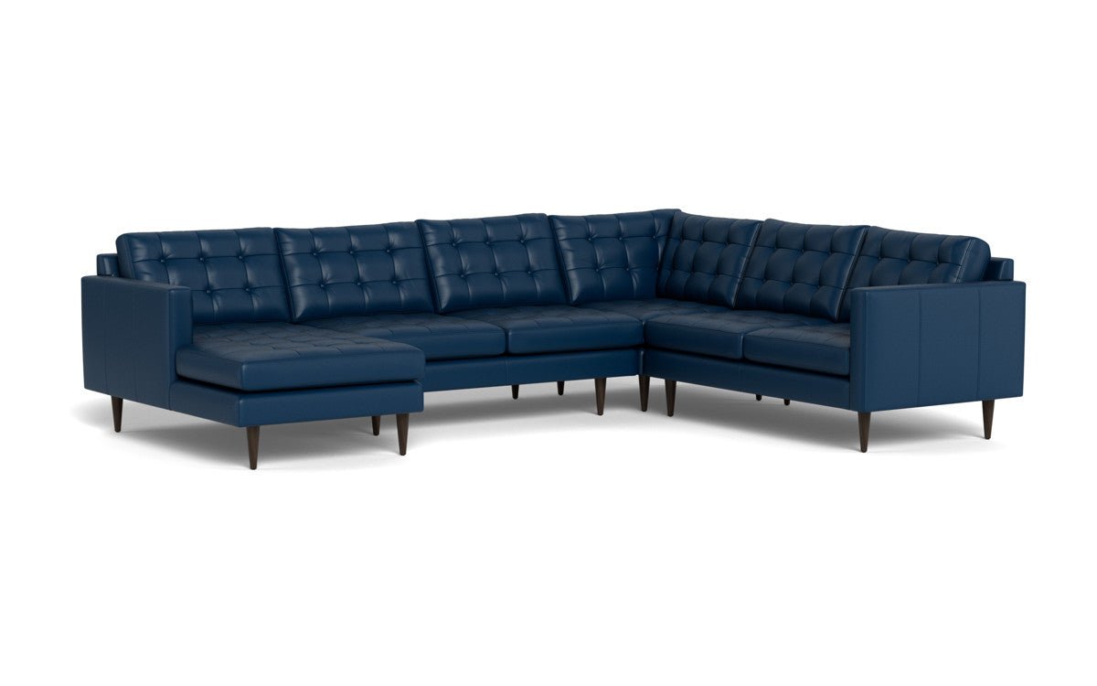 Wallace 130" Leather Corner Sectionals w. Left Chaise - Tribeca Cobalt