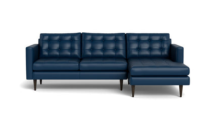 Wallace 98" Leather Right Chaise Sectional - Tribeca Cobalt