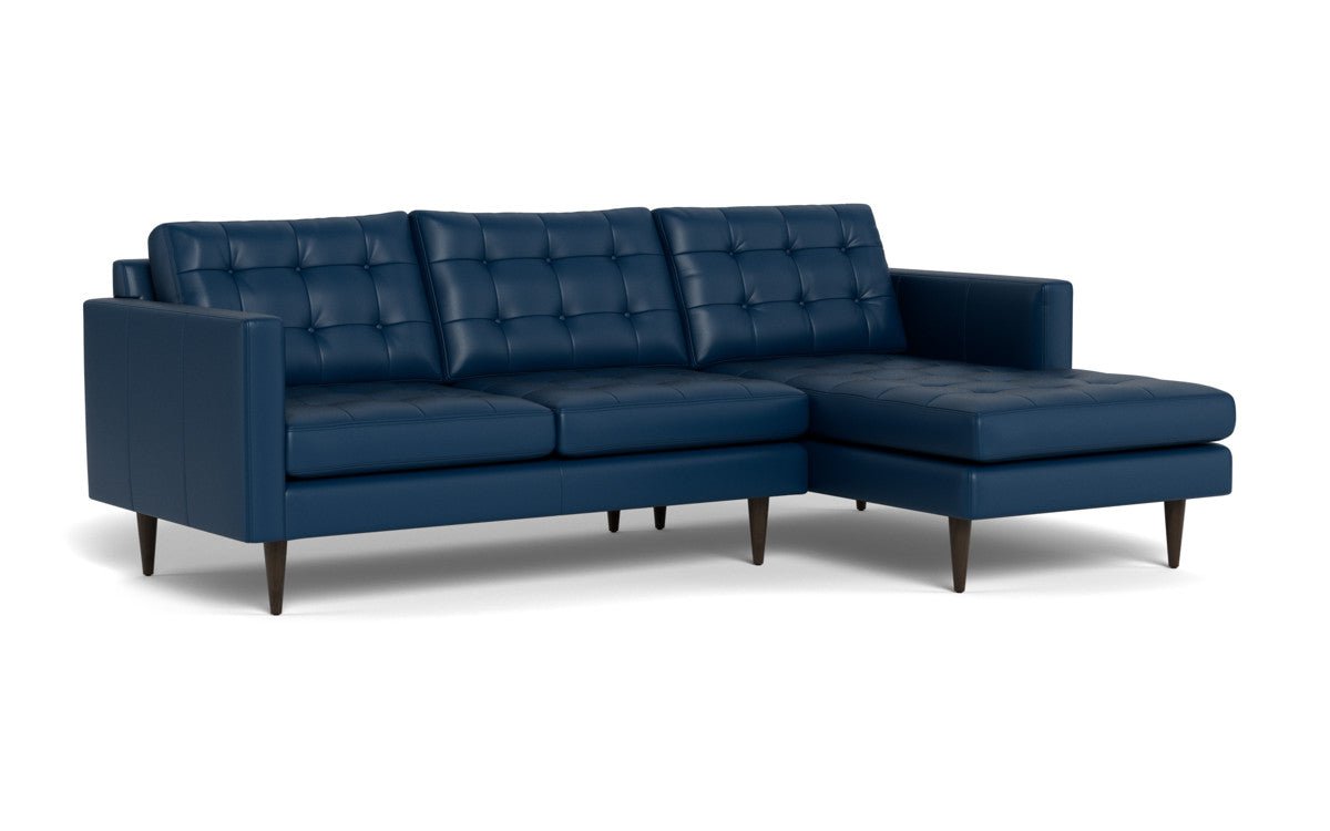 Wallace 98" Leather Right Chaise Sectional - Tribeca Cobalt