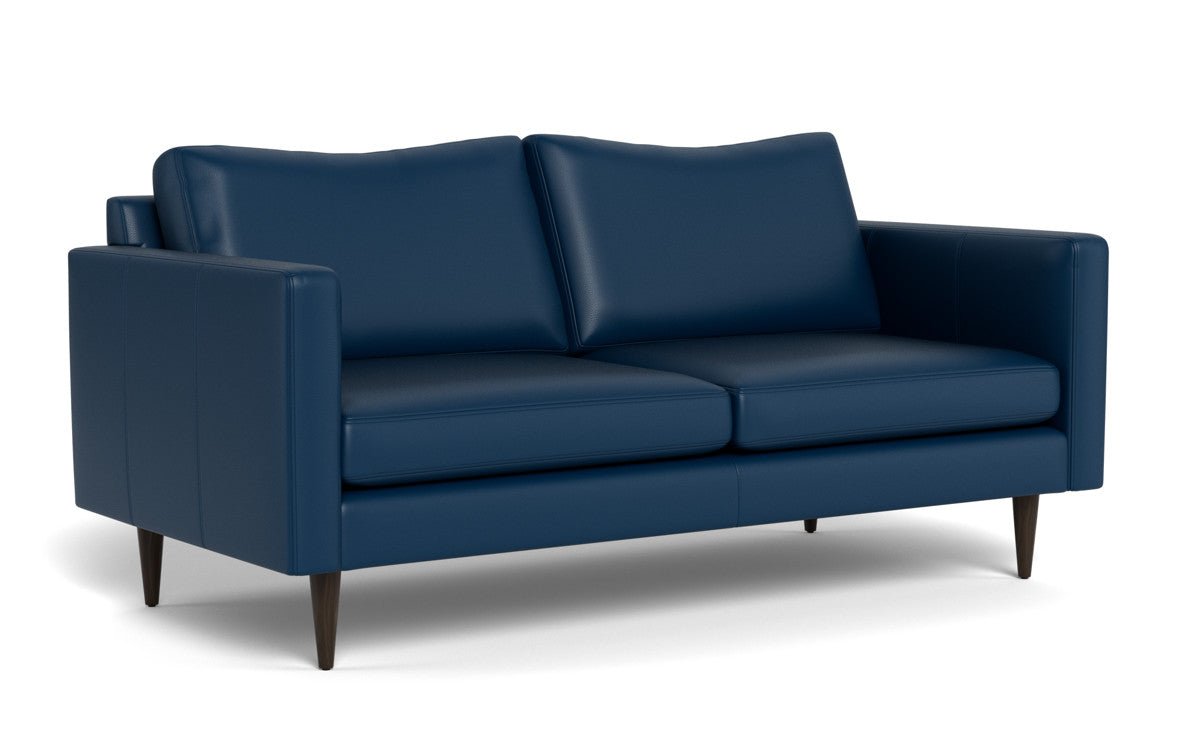 Wallace 74" Leather Untufted Apartment Sofa - Tribeca Cobalt