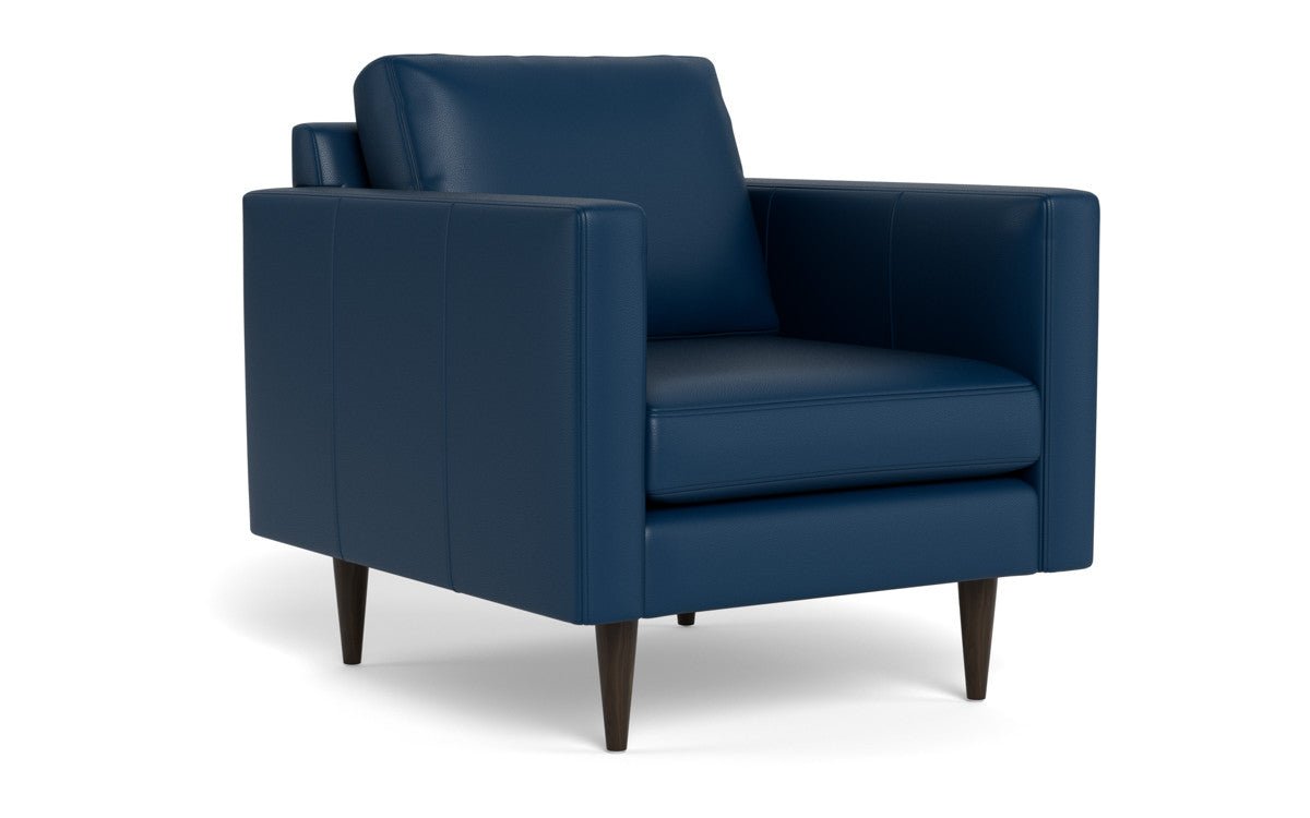 Wallace 34" Leather Untufted Arm Chair - Tribeca Cobalt