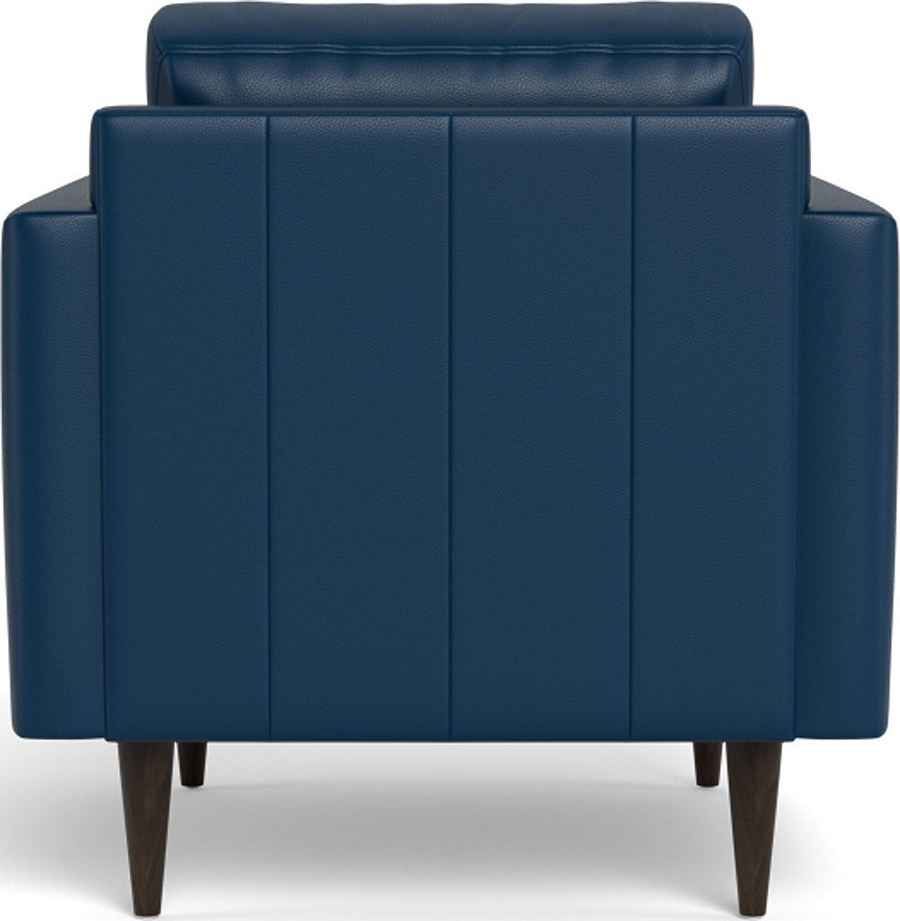 Wallace 34" Leather Untufted Arm Chair - Tribeca Cobalt
