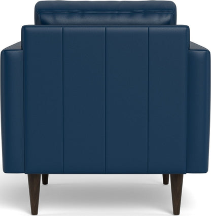 Wallace 34" Leather Untufted Arm Chair - Tribeca Cobalt