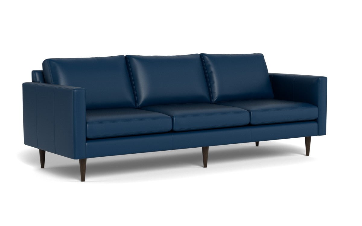 Wallace 98" Leather Untufted Estate Sofa - Tribeca Cobalt