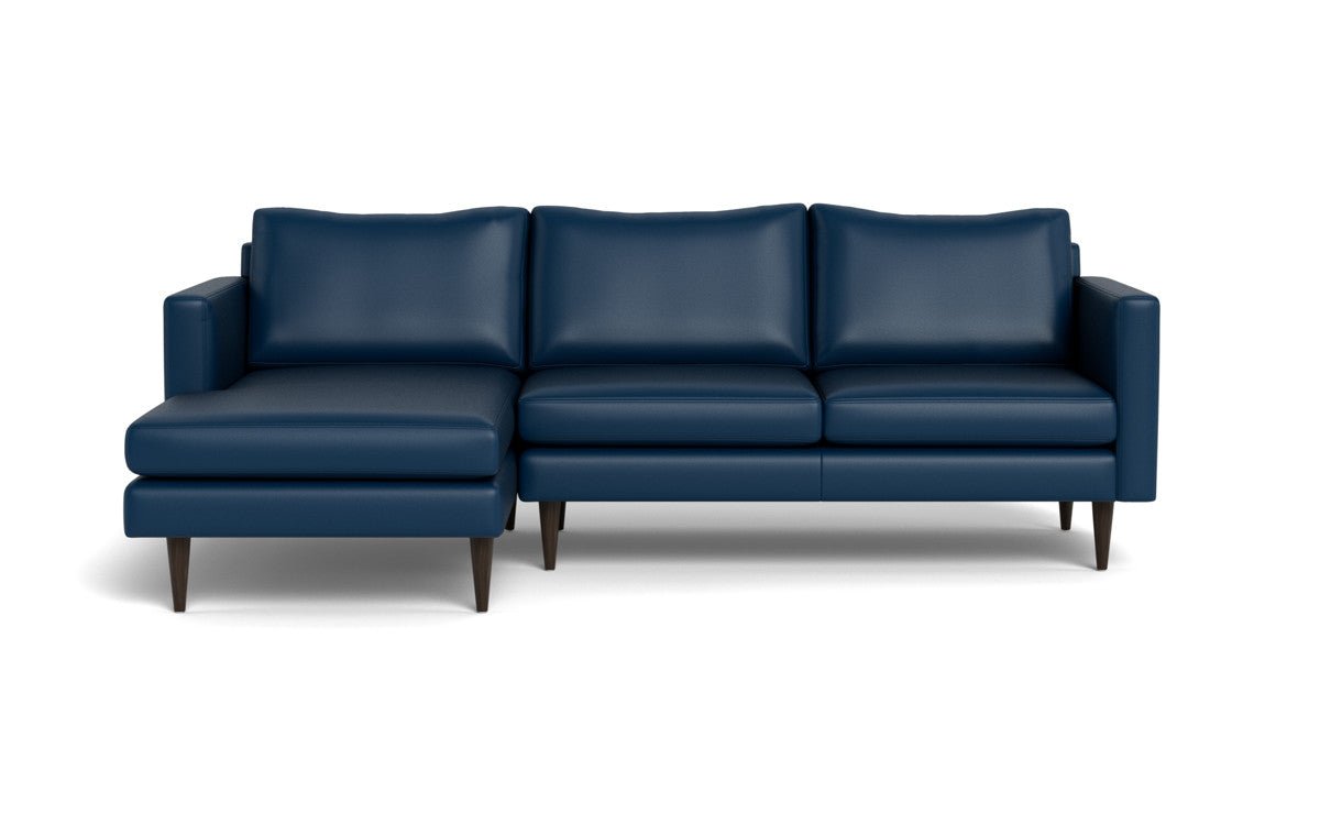 Wallace 98" Leather Untufted Left Chaise Sectional - Tribeca Cobalt