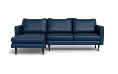Wallace 98" Leather Untufted Left Chaise Sectional - Tribeca Cobalt