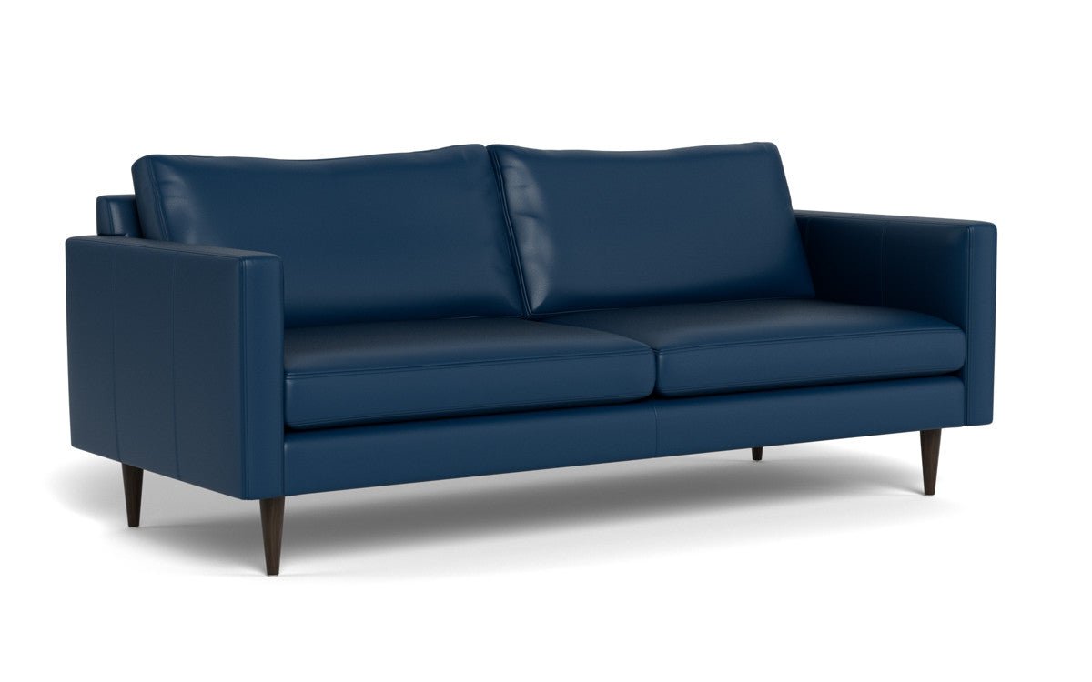 Wallace 85" Leather Untufted Sofa - Tribeca Cobalt