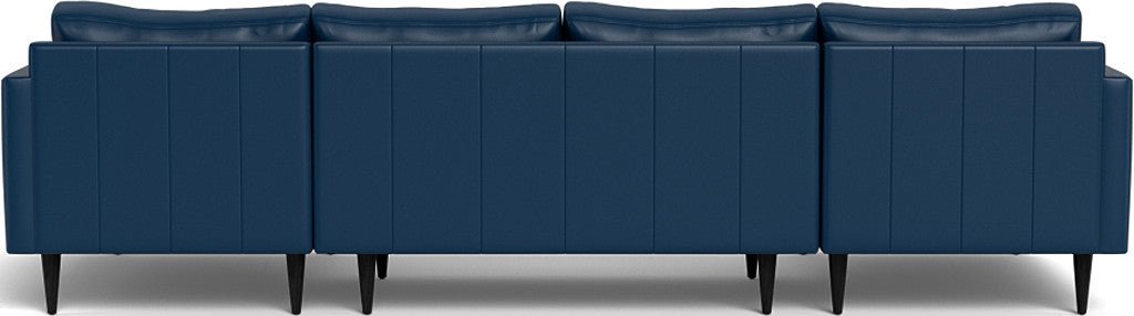 Wallace 126" Leather Untufted Double Chaise U Sectional - Tribeca Cobalt
