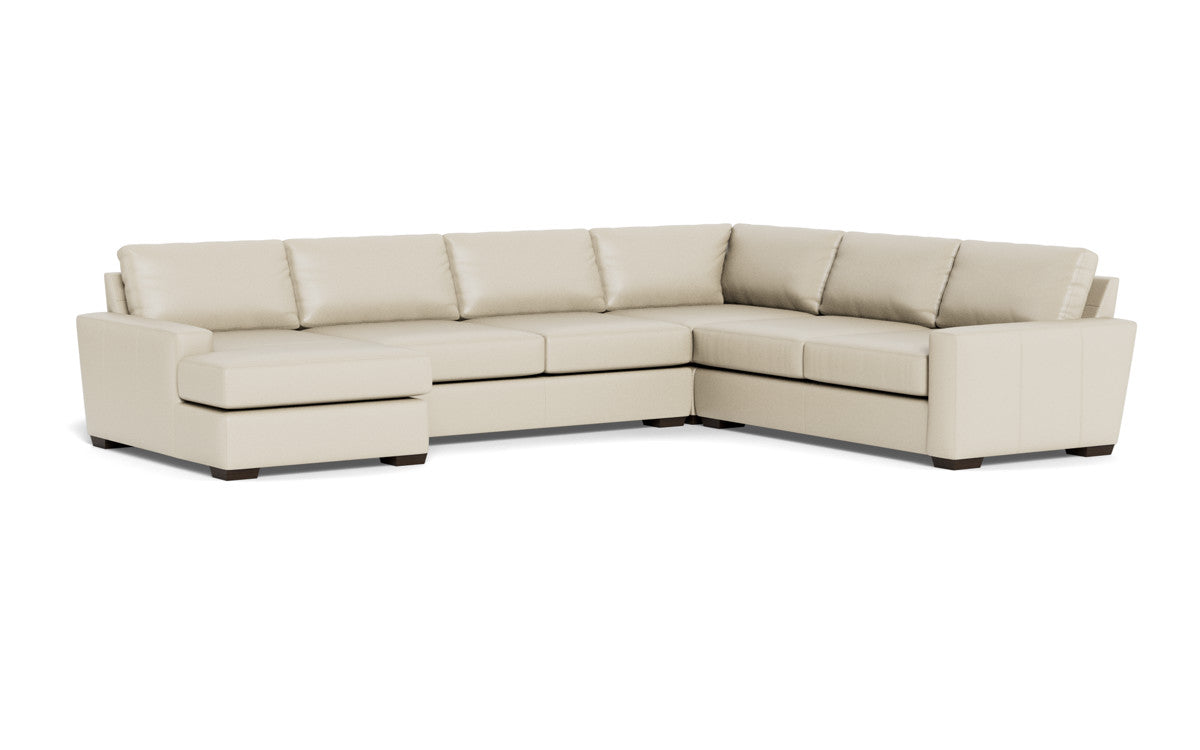 Mas Mesa 162" Deep Leather Corner Sectionals w. Left Chaise - Tribeca Cream