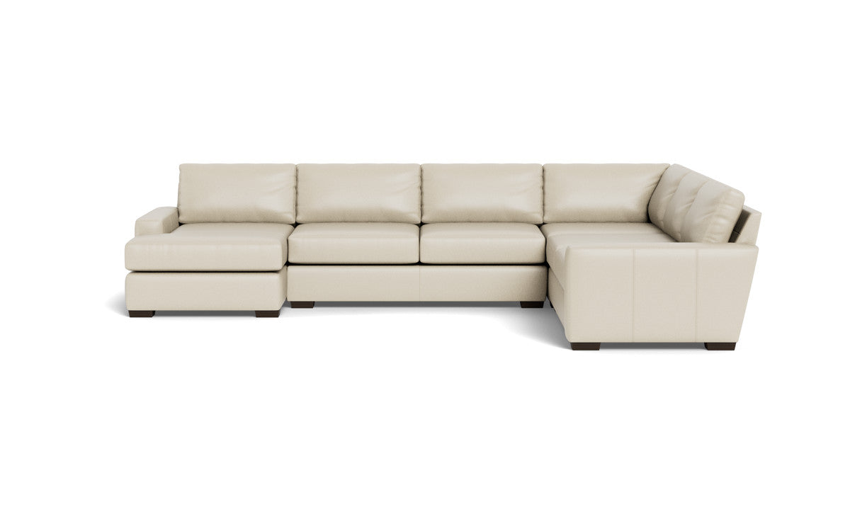 Mas Mesa 162" Deep Leather Corner Sectionals w. Left Chaise - Tribeca Cream