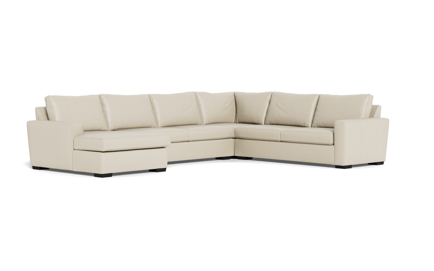 Mesa 156" Leather Corner Sectionals w. Left Chaise - Tribeca Cream