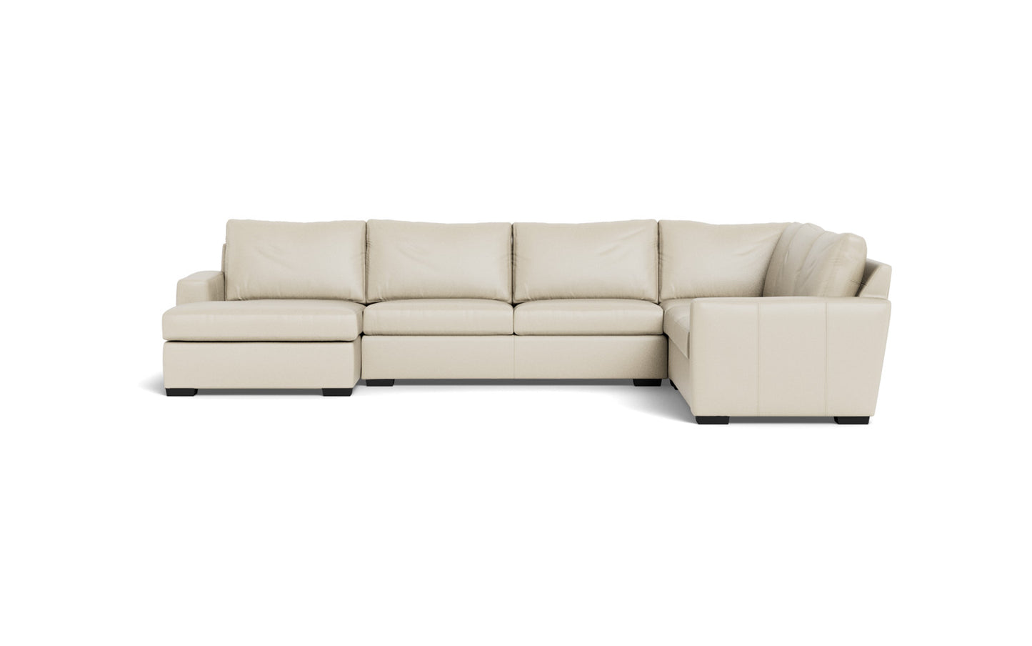 Mesa 156" Leather Corner Sectionals w. Left Chaise - Tribeca Cream